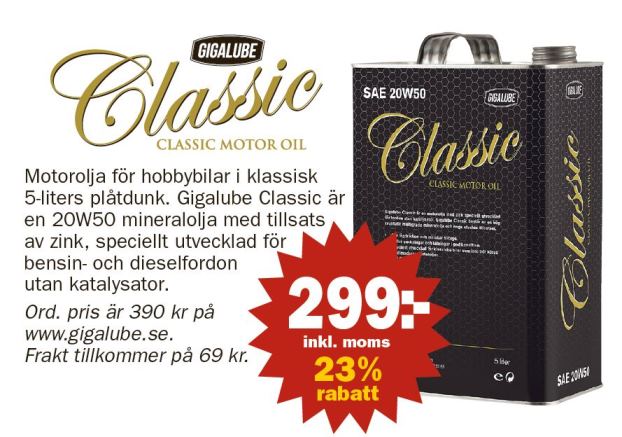 Prenumeranter på Albinsson & Sjöberg-tidningar får rabatt på Gigalube Classic