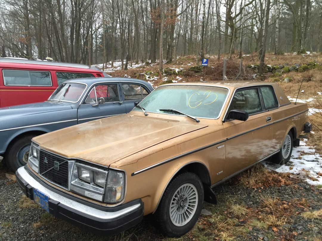 Två guldfärgade Volvocoupéer från 1981 och 1982, med turbomotorer
