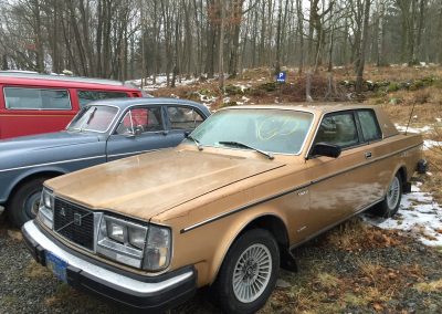 Två guldfärgade Volvocoupéer från 1981 och 1982, med turbomotorer